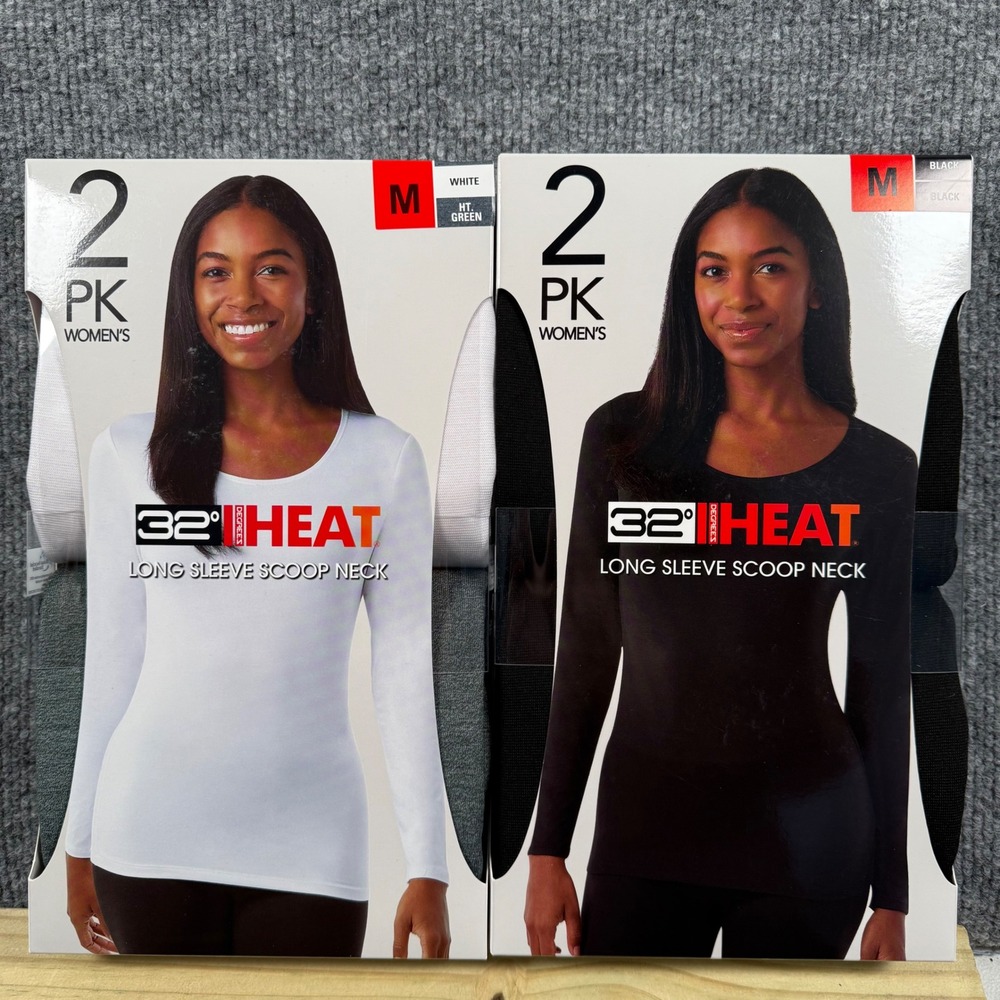 Thermal Tops Medium 8/10 Fitted LS Scoop Neck 2 Sets 2 Pk Normcore‎ Neutral Gift